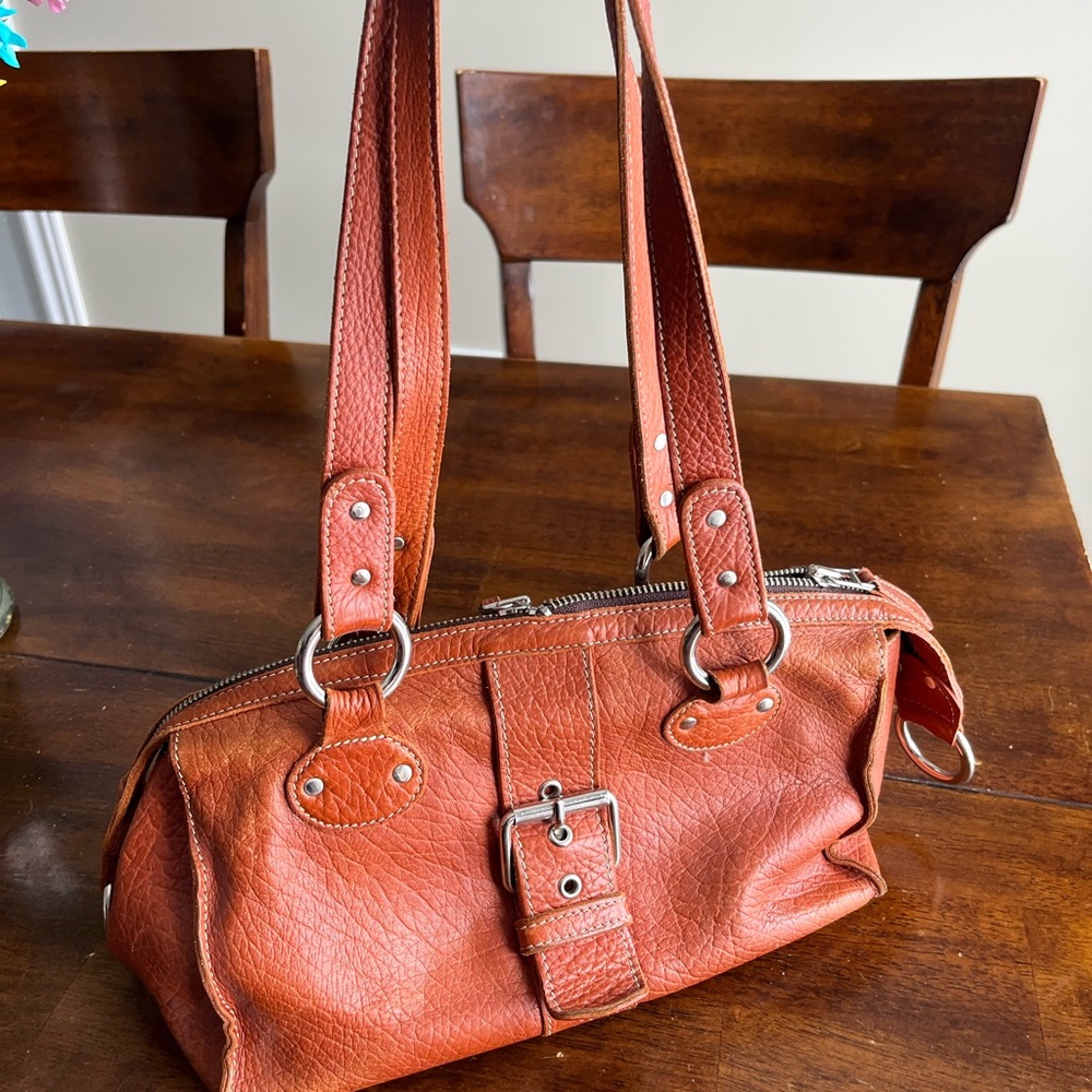 Roots Tan Leather Shoulder Bag with Slouchy Design